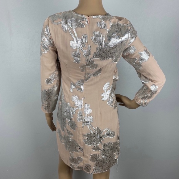 NEW SELF-PORTRAIT METALLIC FIL COUPÉ RUFFLE MINI DRESS - Picture 6 of 8